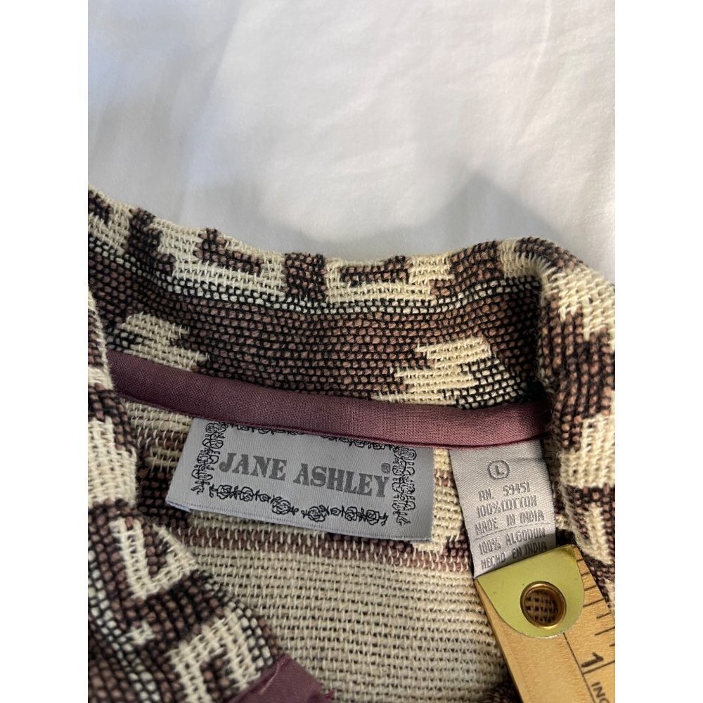 Vintage Jane Ashley Sz L Cotton Aztec Western Button Up Long Sleeve Jacket - Picture 7 of 10